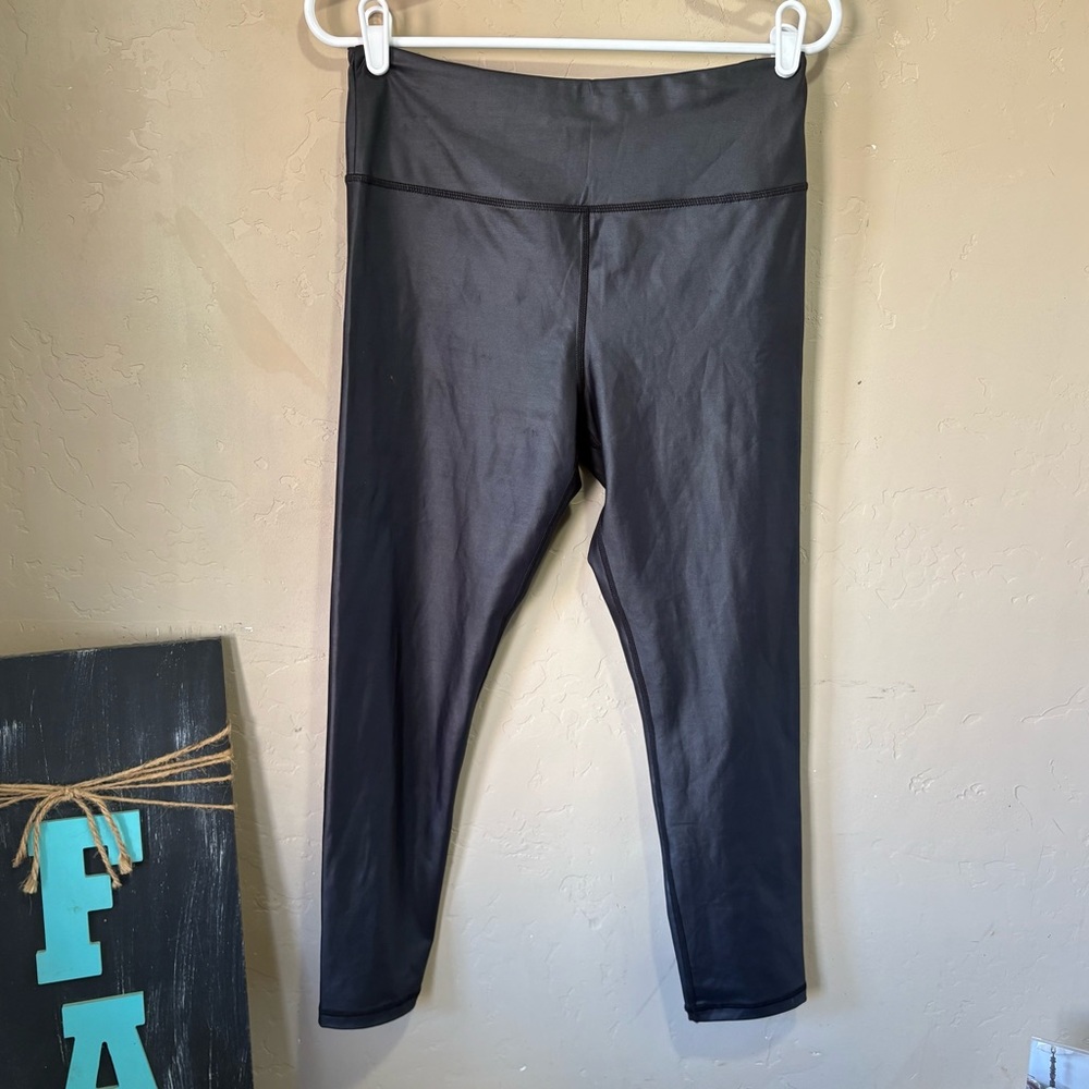 Women’s ZYIA Black Activewear Leggings Shiny Sz 12 Stretch Athleisure Workout